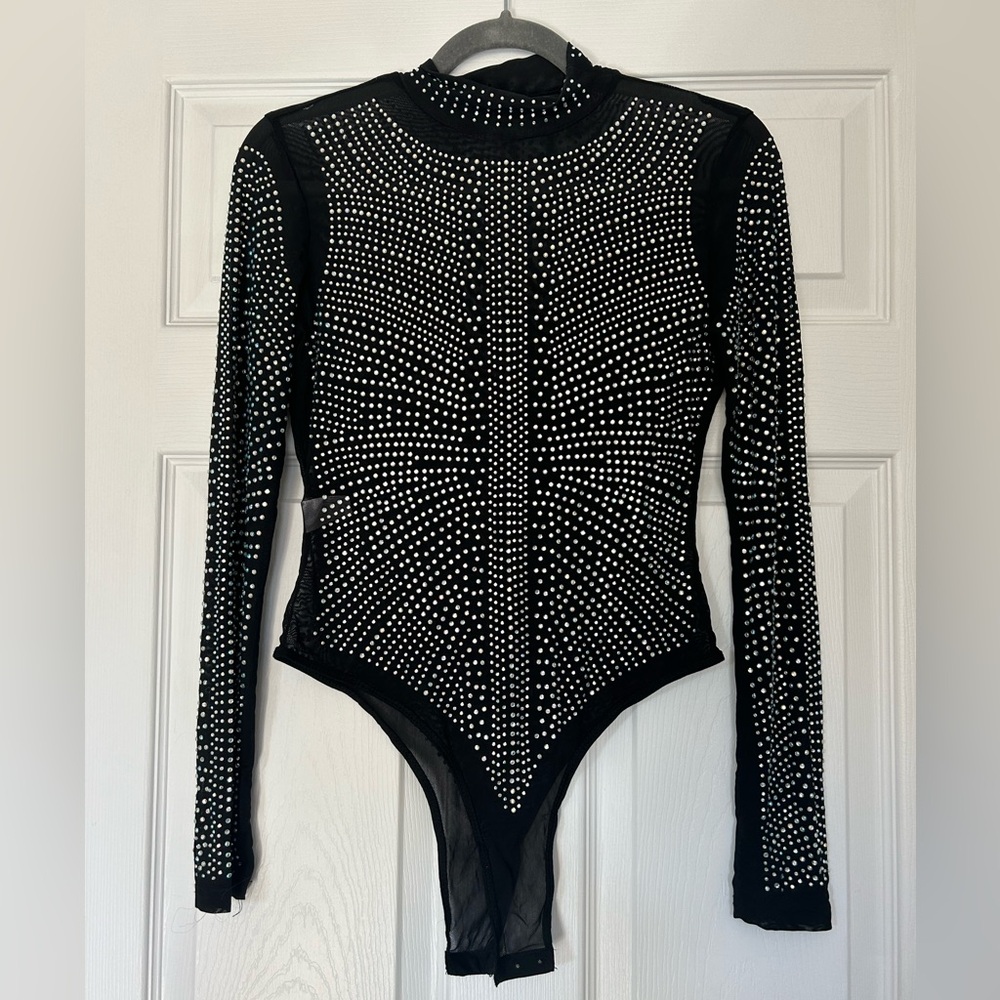 Amazon Rhinestone See Through Bodysuit
